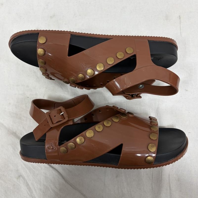 ヴィヴィアンウエストウッド Vivienne Westwood サンダル サンダル Melissa メリッサ ANGLOMANIA ストラップ ラバーサンダル オーブ ORB スタッズ USA9 25.5cm ワンポイント X ロゴ、文字 黒 / ブラック / black X 茶 / ブラウン / brown メンズ USED 古着 中古 50161986