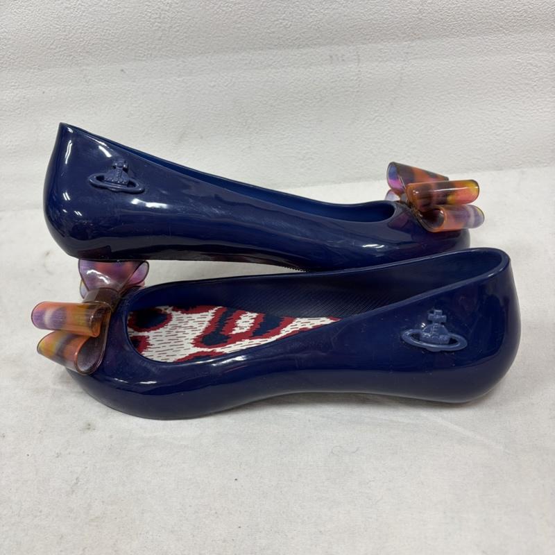 ヴィヴィアンウエストウッド Vivienne Westwood パンプス パンプス Melissa メリッサ ANGLOMANIA リボン ラバー フラット パンプス レインシューズ オーブ ORB 39 - 青 / ブルー / blue X 茶 / ブラウン / brown レディース USED 古着 中古 50161988