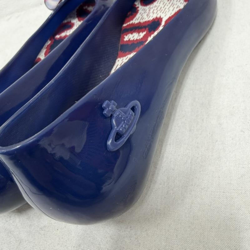 ヴィヴィアンウエストウッド Vivienne Westwood パンプス パンプス Melissa メリッサ ANGLOMANIA リボン ラバー フラット パンプス レインシューズ オーブ ORB 39 - 青 / ブルー / blue X 茶 / ブラウン / brown レディース USED 古着 中古 50161988