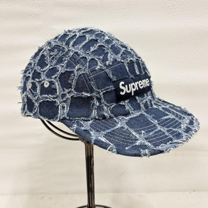 シュプリーム Supreme 帽子 キャップ デニム フリンジ BOXロゴ キャップ ダメージ加工 USA製 ユニセックス - ロゴ、文字 X 刺繍 インディゴ / インディゴ / Indigo メンズ USED 古着 中古 50161989