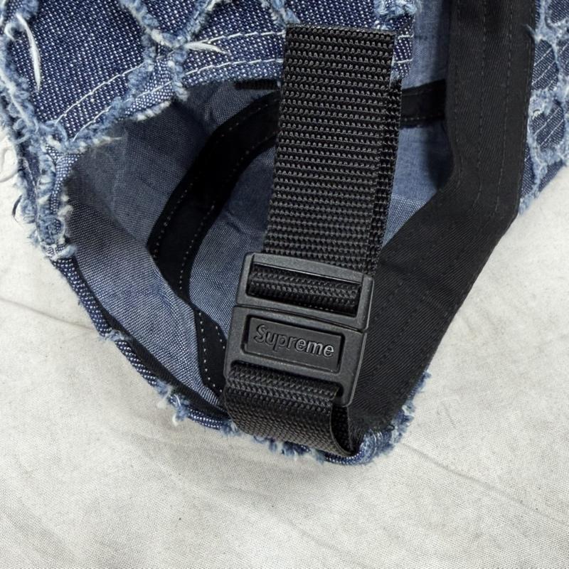 シュプリーム Supreme 帽子 キャップ デニム フリンジ BOXロゴ キャップ ダメージ加工 USA製 ユニセックス - ロゴ、文字 X 刺繍 インディゴ / インディゴ / Indigo メンズ USED 古着 中古 50161989