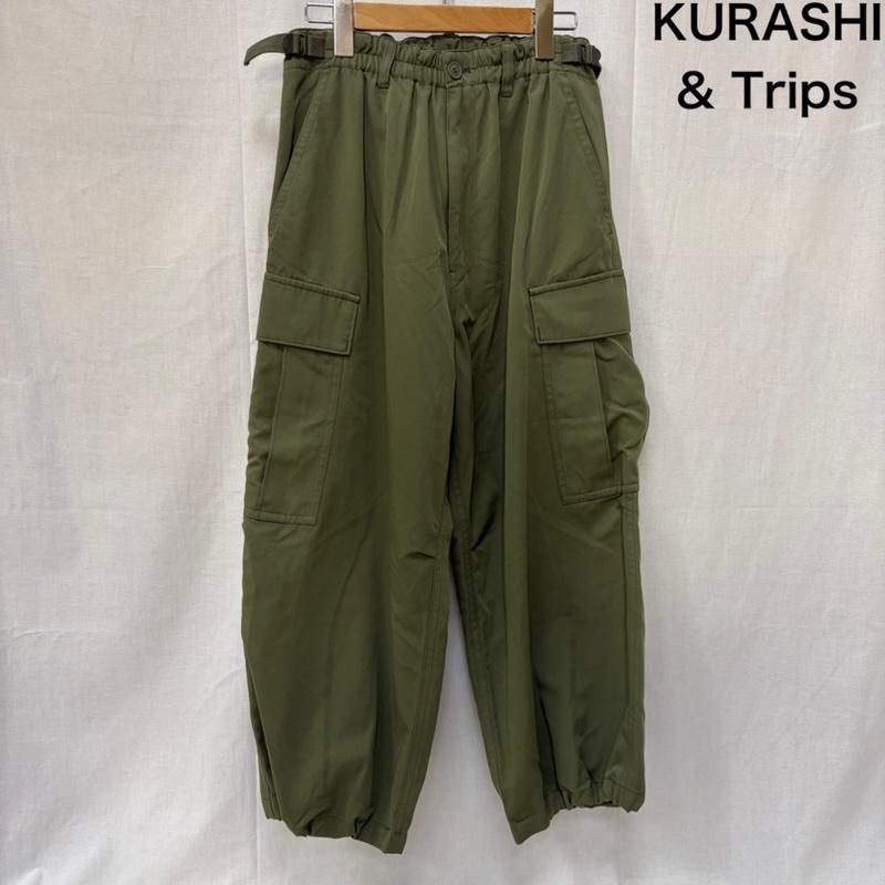 古着 USED ボトムス ボトムス KURASHI&TRIPS カーゴパンツ オリーブグリーン S S 無地 オリーブグリーン / オリーブグリーン / レディース USED 古着 中古 50161991