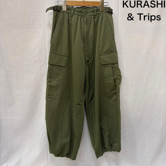 古着 USED ボトムス ボトムス KURASHI&TRIPS カーゴパンツ オリーブグリーン S S 無地 オリーブグリーン / オリーブグリーン / レディース USED 古着 中古 50161991