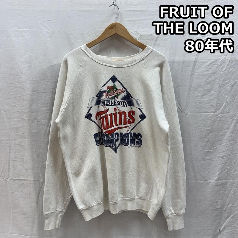 フルーツオブザルーム FRUIT OF THE LOOM トレーナー 長袖 80年代 ビンテージ USA製 MLB TWINS ミネソタツインズ スウェット トレーナー 80s VINTAGE XL 白 / ホワイト / white メンズ USED 古着 中古 50161994