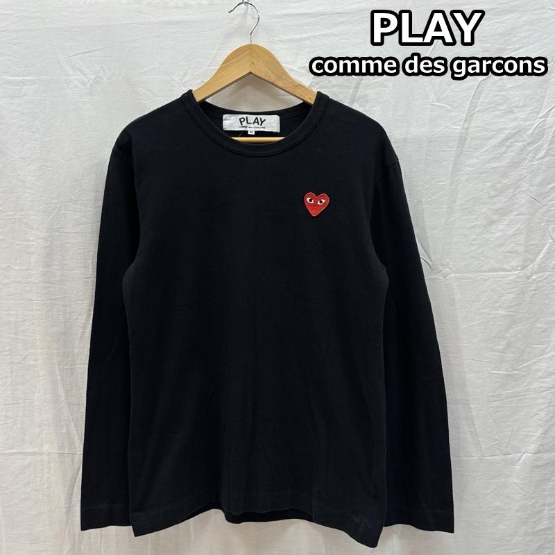 プレイコムデギャルソン PLAY COMME des GARCONS Tシャツ 長袖 ハートロゴ クルーネック 長袖 Tシャツ ロンT M 黒 / ブラック / black メンズ USED 古着 中古 50161996