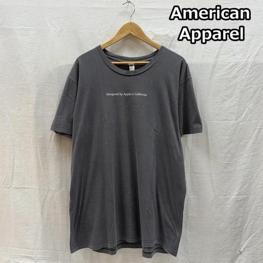 アメリカンアパレル American Apparel Tシャツ 半袖 Apple アップル ロゴ クルーネック 半袖 Tシャツ USA製 XL 灰 / グレー / gray メンズ USED 古着 中古 50162005