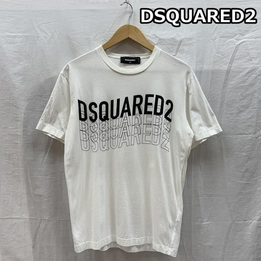 ディースクエアード DSQUARED2 Tシャツ 半袖 S74GD829 S22427 ロゴ プリント クルーネック 半袖 Tシャツ XS 白 / ホワイト / white メンズ USED 古着 中古 50162012