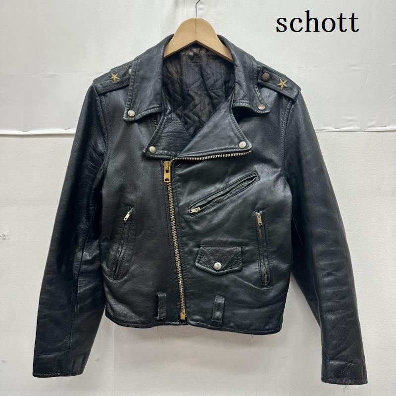 ショット schott ジャケット、上着 ライダース 70s 80s ワンスター ダブル ライダース レザー ジャケット - 黒 / ブラック / black メンズ USED 古着 中古 50162015
