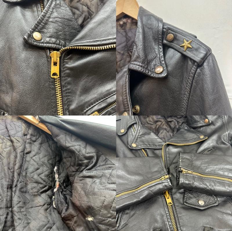 ショット schott ジャケット、上着 ライダース 70s 80s ワンスター ダブル ライダース レザー ジャケット - 黒 / ブラック / black メンズ USED 古着 中古 50162015