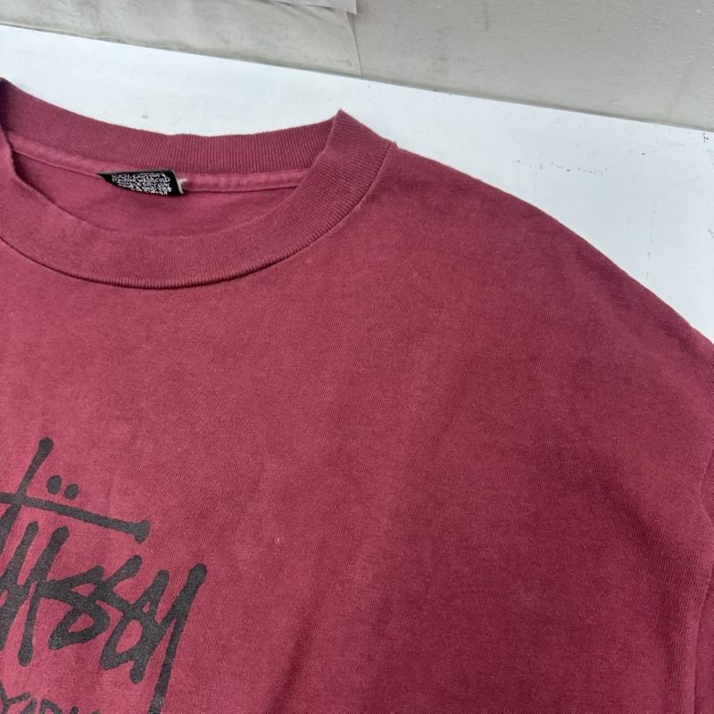 ステューシー STUSSY Tシャツ 半袖 80s 黒タグ 両面 プリント Tシャツ シングルステッチ XL 赤 / レッド / red X えんじ / ワインレッド / dark red メンズ USED 古着 中古 50162020