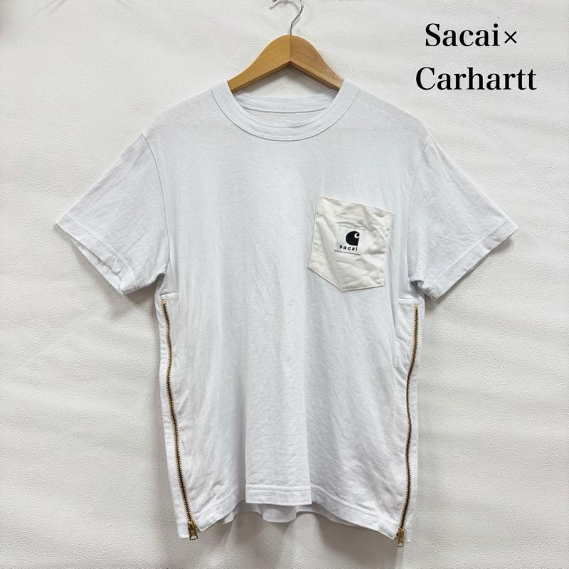 サカイ Sacai Tシャツ 半袖 Carhartt コラボ 24-0725S 半袖 サイドジップ Tシャツ ポケット 1 ワンポイント X ロゴ、文字 X 刺繍 白 / ホワイト / white X 黒 / ブラック / black X 金 / ゴールド / gold color メンズ USED 古着 中古 50162028