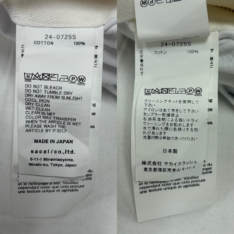 サカイ Sacai Tシャツ 半袖 Carhartt コラボ 24-0725S 半袖 サイドジップ Tシャツ ポケット 1 ワンポイント X ロゴ、文字 X 刺繍 白 / ホワイト / white X 黒 / ブラック / black X 金 / ゴールド / gold color メンズ USED 古着 中古 50162028