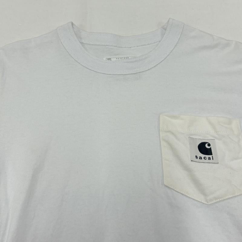 サカイ Sacai Tシャツ 半袖 Carhartt コラボ 24-0725S 半袖 サイドジップ Tシャツ ポケット 1 ワンポイント X ロゴ、文字 X 刺繍 白 / ホワイト / white X 黒 / ブラック / black X 金 / ゴールド / gold color メンズ USED 古着 中古 50162028