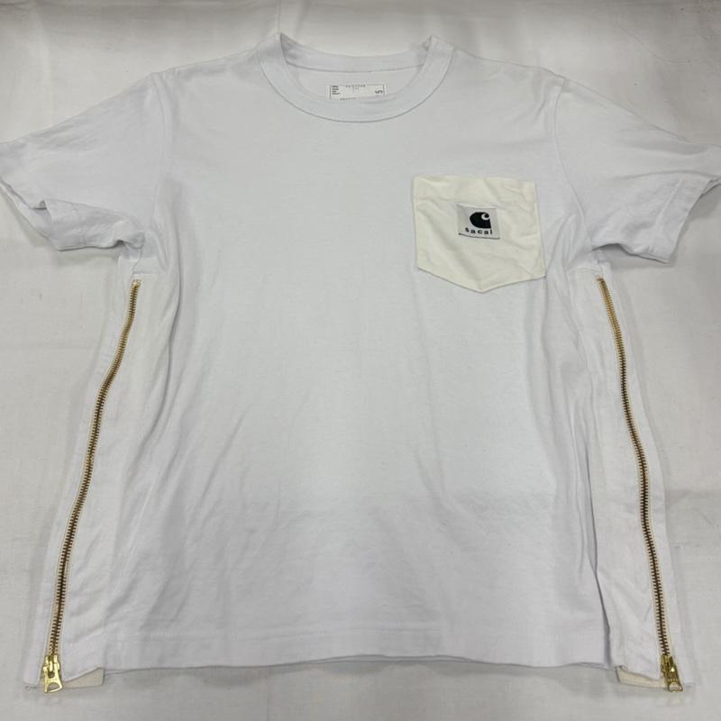 サカイ Sacai Tシャツ 半袖 Carhartt コラボ 24-0725S 半袖 サイドジップ Tシャツ ポケット 1 ワンポイント X ロゴ、文字 X 刺繍 白 / ホワイト / white X 黒 / ブラック / black X 金 / ゴールド / gold color メンズ USED 古着 中古 50162028