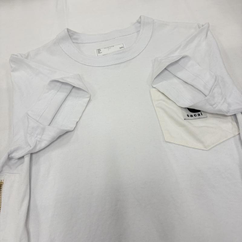 サカイ Sacai Tシャツ 半袖 Carhartt コラボ 24-0725S 半袖 サイドジップ Tシャツ ポケット 1 ワンポイント X ロゴ、文字 X 刺繍 白 / ホワイト / white X 黒 / ブラック / black X 金 / ゴールド / gold color メンズ USED 古着 中古 50162028