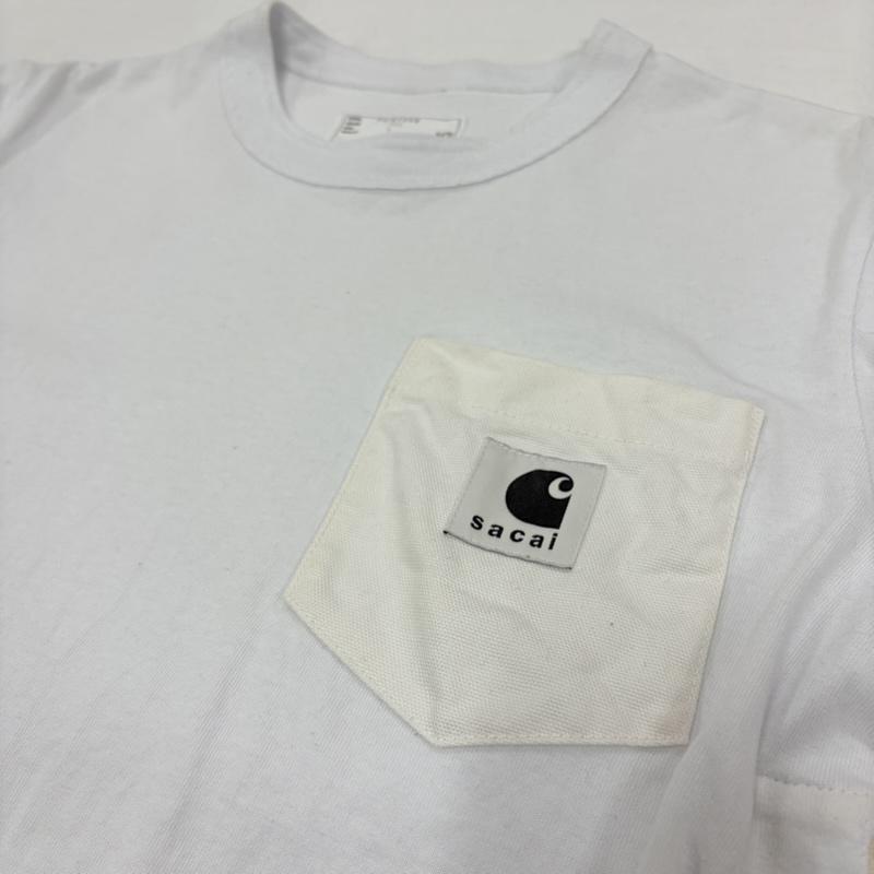 サカイ Sacai Tシャツ 半袖 Carhartt コラボ 24-0725S 半袖 サイドジップ Tシャツ ポケット 1 ワンポイント X ロゴ、文字 X 刺繍 白 / ホワイト / white X 黒 / ブラック / black X 金 / ゴールド / gold color メンズ USED 古着 中古 50162028