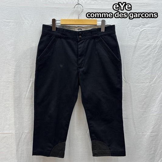 アイジュンヤワタナベマンコムデギャルソン eye JUNYAWATANABE MAN COMME des GARCONS パンツ ショートパンツ WD-P901 AD2009 ディッキーズ 裾レザー切替し 七分丈 ワーク パンツ XS 黒 / ブラック / black メンズ USED 古着 中古 50162030