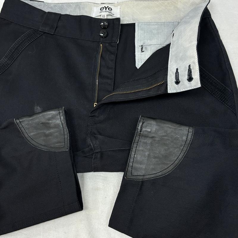 アイジュンヤワタナベマンコムデギャルソン eye JUNYAWATANABE MAN COMME des GARCONS パンツ ショートパンツ WD-P901 AD2009 ディッキーズ 裾レザー切替し 七分丈 ワーク パンツ XS 黒 / ブラック / black メンズ USED 古着 中古 50162030