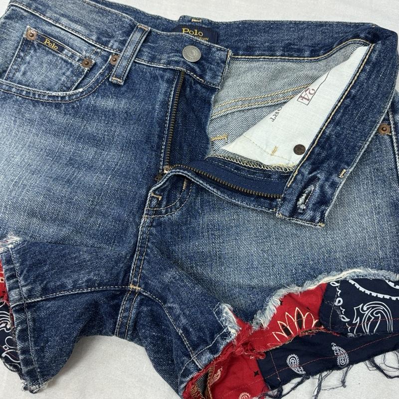 ポロラルフローレン POLO RALPH LAUREN パンツ ショートパンツ バンダナ切替し デニム ショート ホット パンツ - レディース USED 古着 中古 50162032