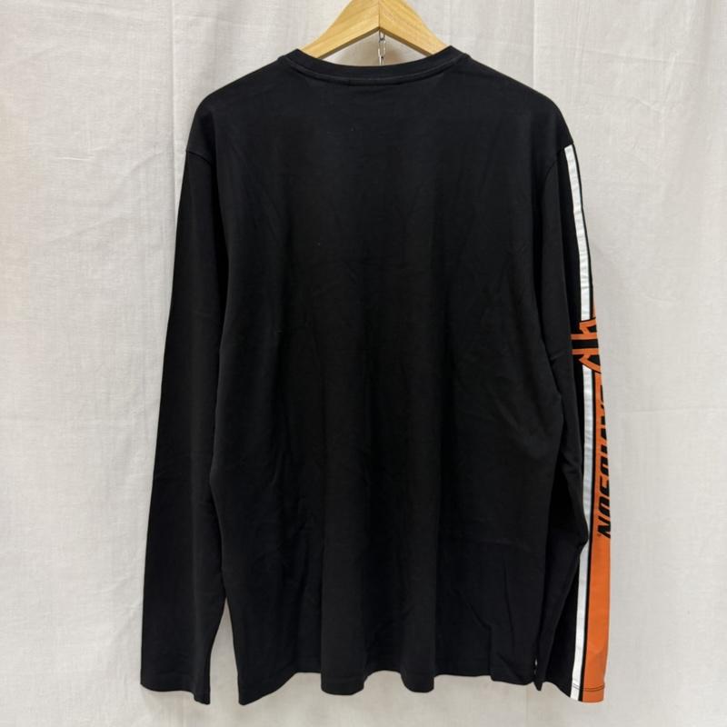 ハーレーダビッドソン Harley-Davidson Tシャツ 長袖 袖ロゴ ロゴプリント ロングTシャツ ロンT black×orange L L ロゴ、文字 黒 / ブラック / black X 白 / ホワイト / white X 橙 / オレンジ / orange メンズ USED 古着 中古 50162047