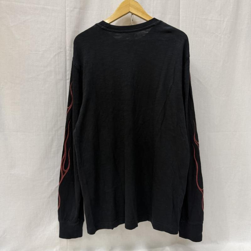 ハーレーダビッドソン Harley-Davidson Tシャツ 長袖 ファイヤーパターン ファイヤーフレーム プリントロンT 袖ロゴ black × red M M ロゴ、文字 黒 / ブラック / black X 赤 / レッド / red メンズ USED 古着 中古 50162049