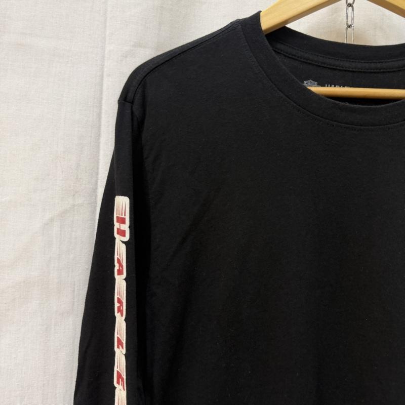 ハーレーダビッドソン Harley-Davidson Tシャツ 長袖 袖ロゴ ロゴプリント ロングTシャツ ロンT black×red L mexico製 L ロゴ、文字 黒 / ブラック / black X 赤 / レッド / red メンズ USED 古着 中古 50162051