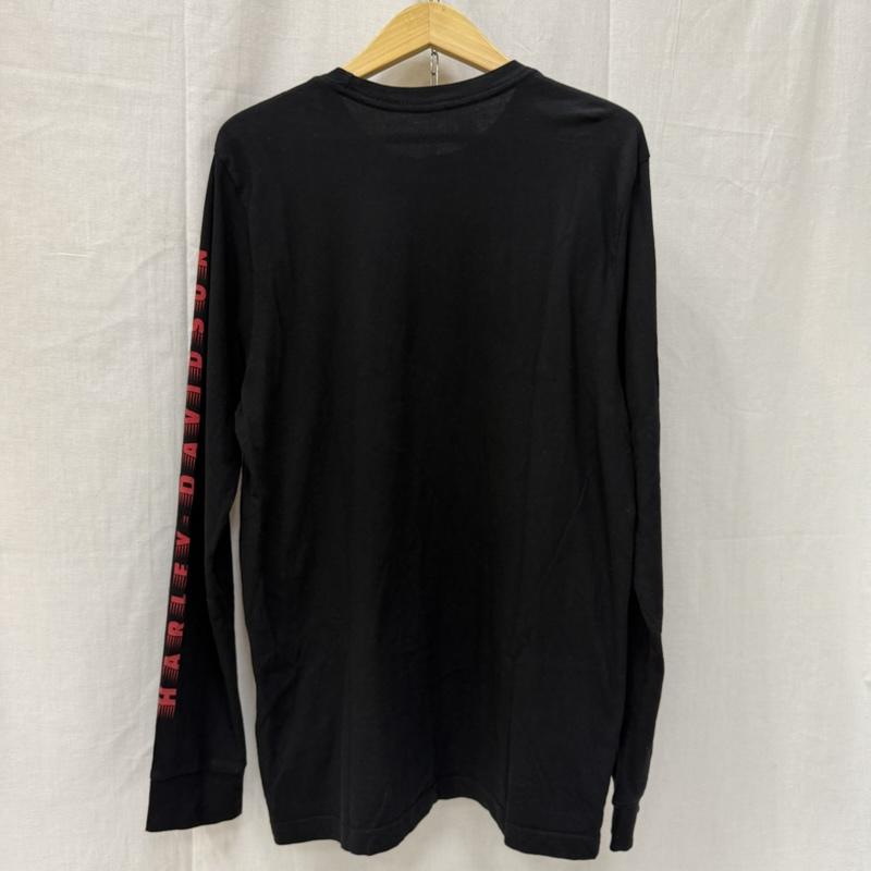 ハーレーダビッドソン Harley-Davidson Tシャツ 長袖 袖ロゴ ロゴプリント ロングTシャツ ロンT black×red L mexico製 L ロゴ、文字 黒 / ブラック / black X 赤 / レッド / red メンズ USED 古着 中古 50162051