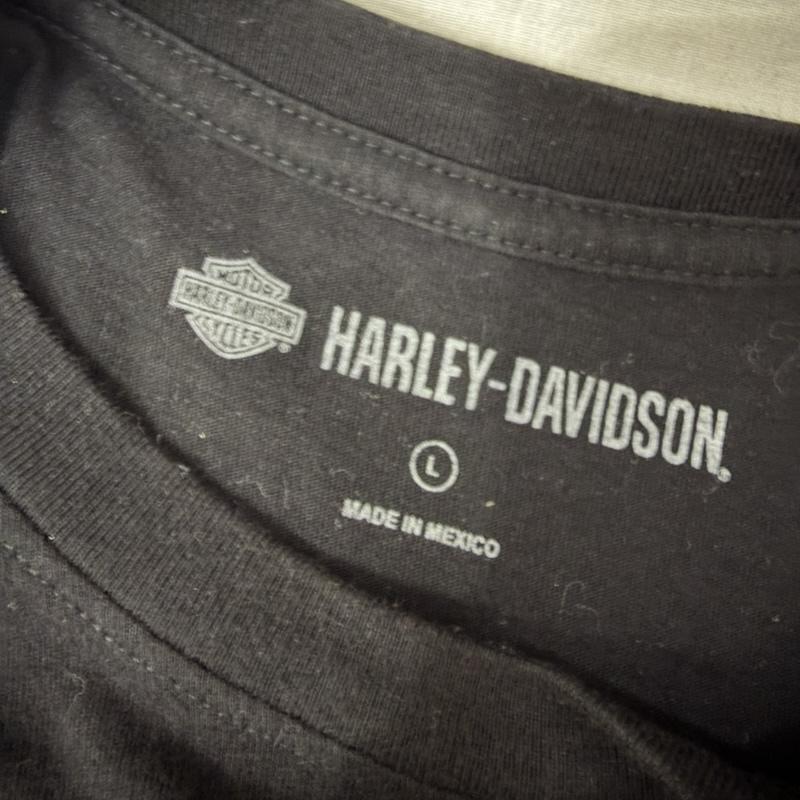 ハーレーダビッドソン Harley-Davidson Tシャツ 長袖 袖ロゴ ロゴプリント ロングTシャツ ロンT black×red L mexico製 L ロゴ、文字 黒 / ブラック / black X 赤 / レッド / red メンズ USED 古着 中古 50162051