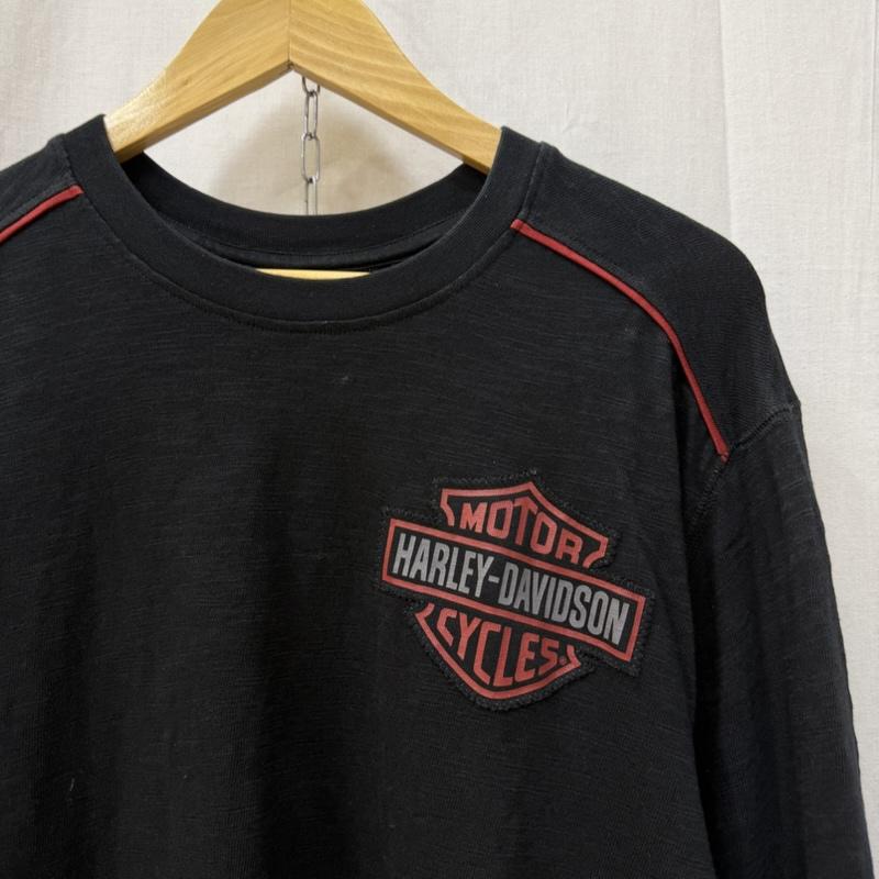 ハーレーダビッドソン Harley-Davidson Tシャツ 長袖 ロゴパッチロンT black×red M バイカー M ロゴ、文字 黒 / ブラック / black X 赤 / レッド / red メンズ USED 古着 中古 50162053