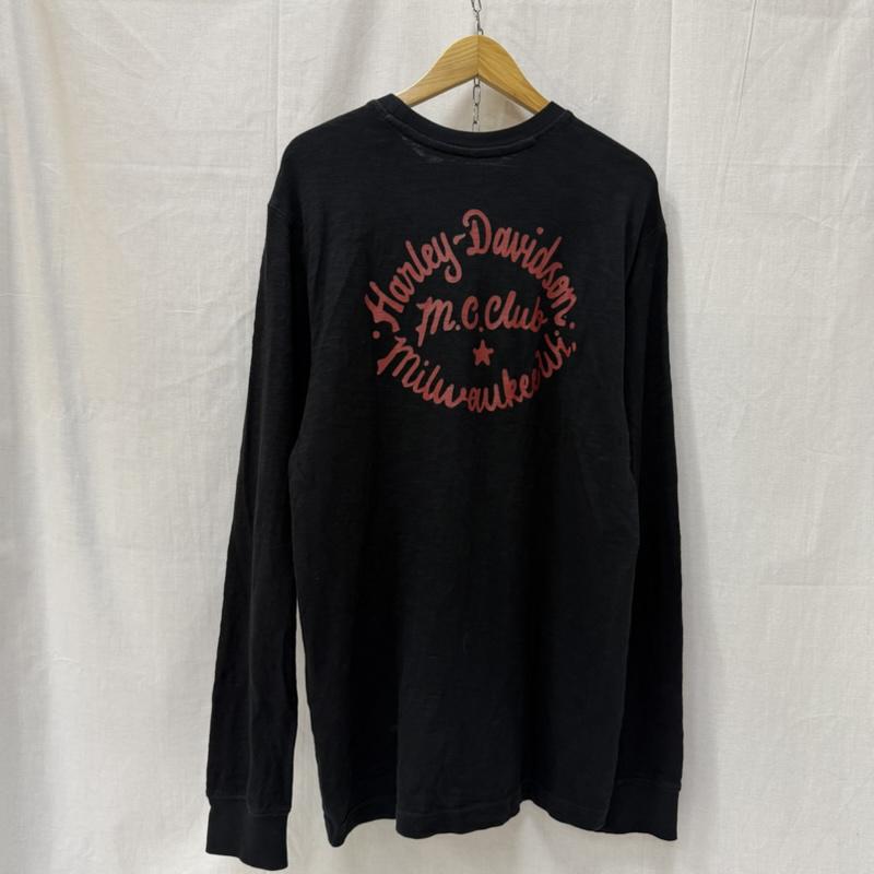 ハーレーダビッドソン Harley-Davidson Tシャツ 長袖 ロゴパッチロンT black×red M バイカー M ロゴ、文字 黒 / ブラック / black X 赤 / レッド / red メンズ USED 古着 中古 50162053