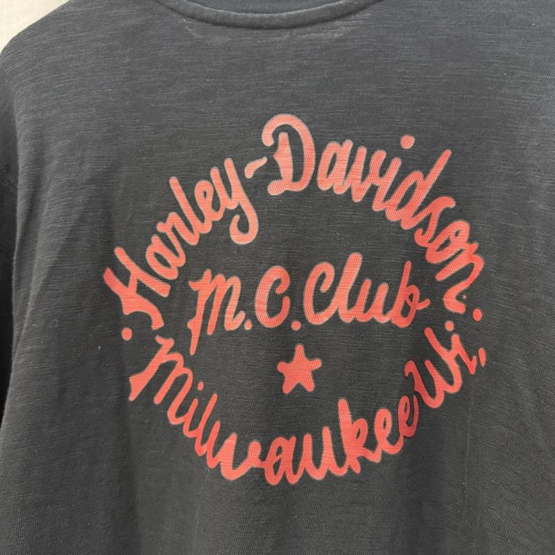 ハーレーダビッドソン Harley-Davidson Tシャツ 長袖 ロゴパッチロンT black×red M バイカー M ロゴ、文字 黒 / ブラック / black X 赤 / レッド / red メンズ USED 古着 中古 50162053