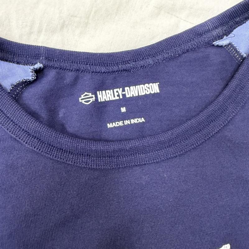 ハーレーダビッドソン Harley-Davidson Tシャツ 七分袖 イーグルプリントロゴラグラン blue×navy M M プリント 青 / ブルー / blue X 紺 / ネイビー / navy メンズ USED 古着 中古 50162055