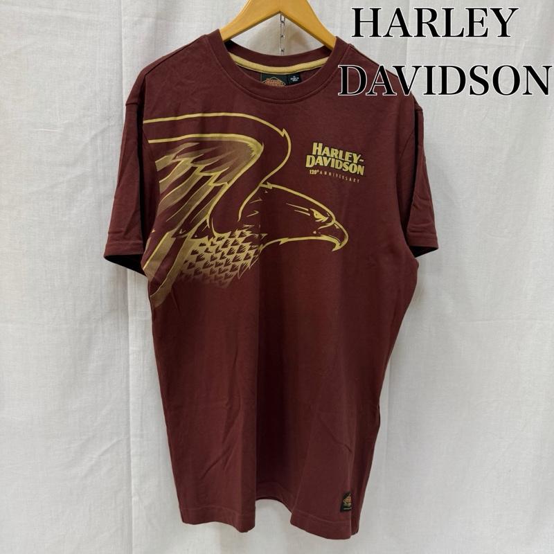 ハーレーダビッドソン Harley-Davidson Tシャツ 半袖 創立120周年記念 イーグルプリント Tシャツ burgundy M M プリント ボルドー / ボルドー / メンズ USED 古着 中古 50162057