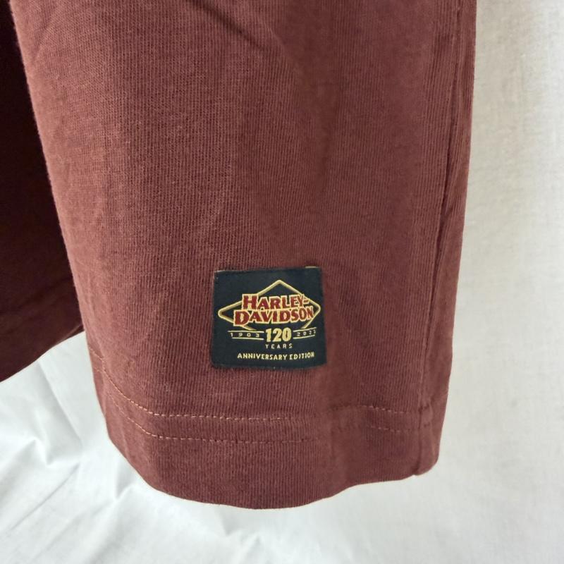 ハーレーダビッドソン Harley-Davidson Tシャツ 半袖 創立120周年記念 イーグルプリント Tシャツ burgundy M M プリント ボルドー / ボルドー / メンズ USED 古着 中古 50162057