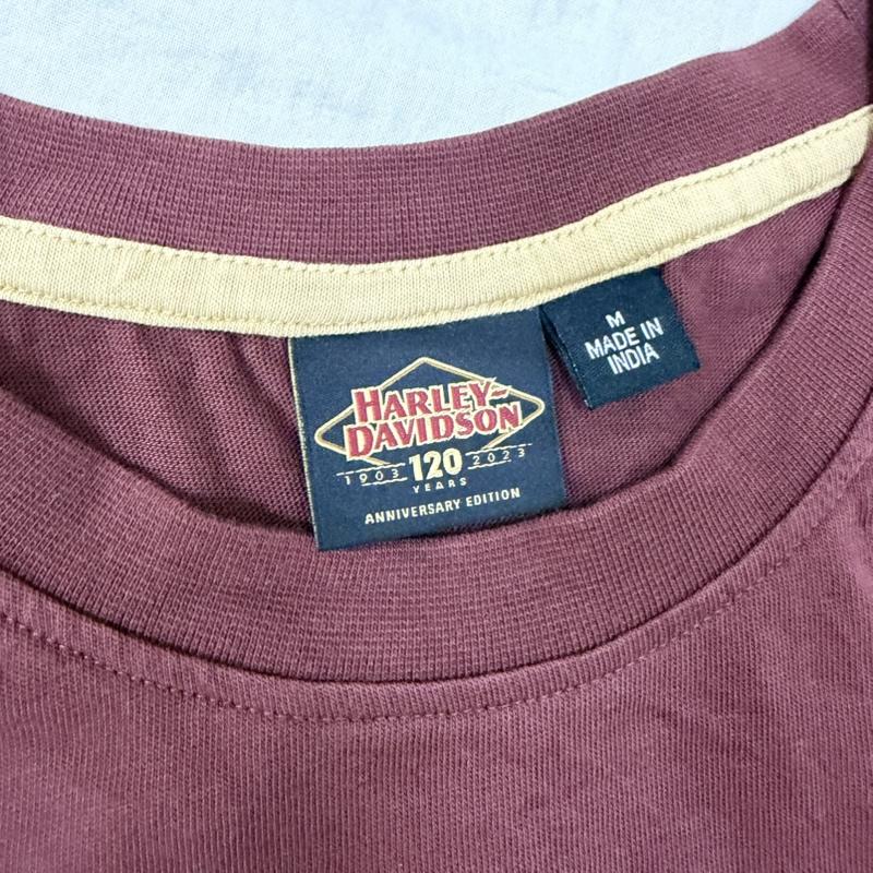 ハーレーダビッドソン Harley-Davidson Tシャツ 半袖 創立120周年記念 イーグルプリント Tシャツ burgundy M M プリント ボルドー / ボルドー / メンズ USED 古着 中古 50162057