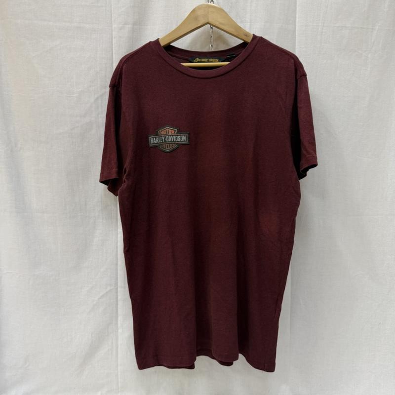 ハーレーダビッドソン Harley-Davidson Tシャツ 半袖 ロゴパッチ イーグルパッチ Tシャツ burgundy L L ロゴ、文字 ボルドー / ボルドー / メンズ USED 古着 中古 50162058