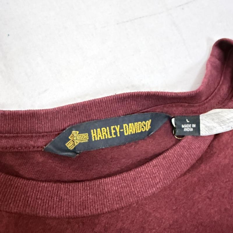 ハーレーダビッドソン Harley-Davidson Tシャツ 半袖 ロゴパッチ イーグルパッチ Tシャツ burgundy L L ロゴ、文字 ボルドー / ボルドー / メンズ USED 古着 中古 50162058