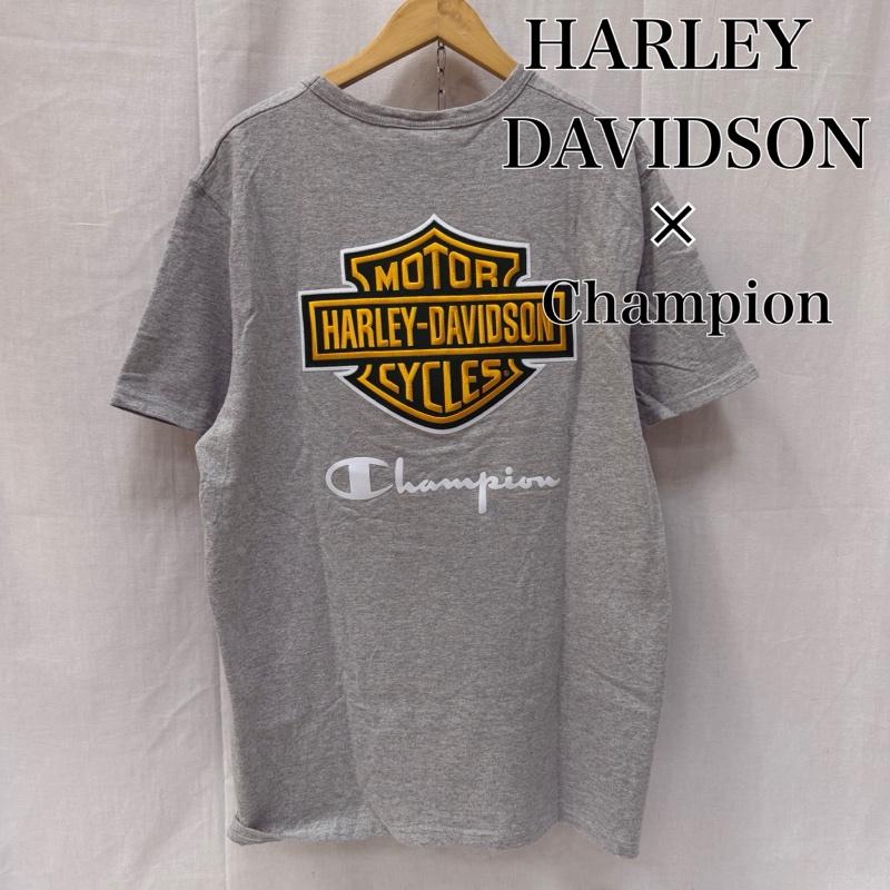 ハーレーダビッドソン Harley-Davidson Tシャツ 半袖 Champion(R) x Harley-Davidson ファナティックTシャツ グレー L L ロゴ、文字 灰 / グレー / gray X 緑 / グリーン / green メンズ USED 古着 中古 50162059