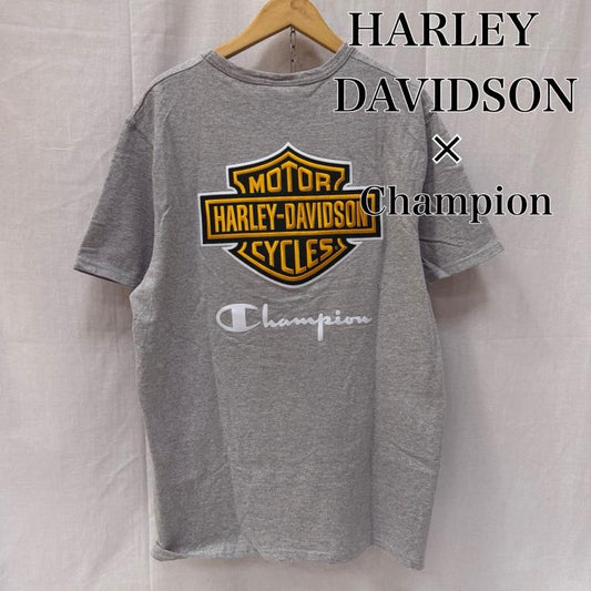 ハーレーダビッドソン Harley-Davidson Tシャツ 半袖 Champion(R) x Harley-Davidson ファナティックTシャツ グレー L L ロゴ、文字 灰 / グレー / gray X 緑 / グリーン / green メンズ USED 古着 中古 50162059