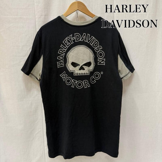 ハーレーダビッドソン Harley-Davidson Tシャツ 半袖 スカルワッペンTシャツ black×gray M M ロゴ、文字 X キャラクター 黒 / ブラック / black X 灰 / グレー / gray メンズ USED 古着 中古 50162060