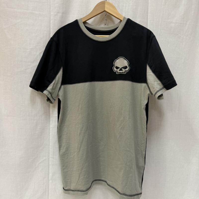 ハーレーダビッドソン Harley-Davidson Tシャツ 半袖 スカルワッペンTシャツ black×gray M M ロゴ、文字 X キャラクター 黒 / ブラック / black X 灰 / グレー / gray メンズ USED 古着 中古 50162060