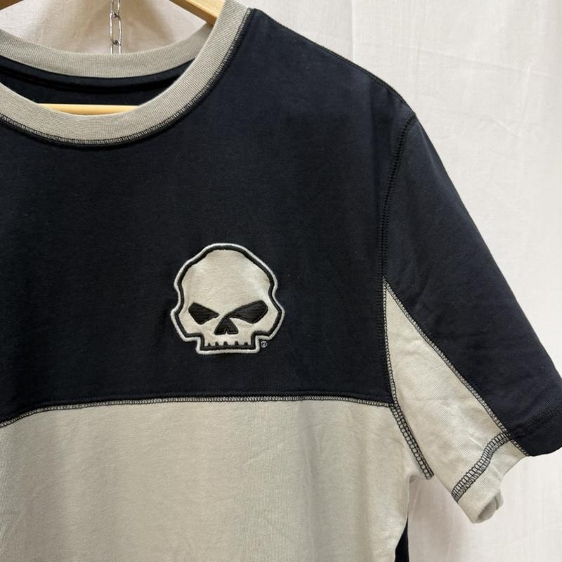 ハーレーダビッドソン Harley-Davidson Tシャツ 半袖 スカルワッペンTシャツ black×gray M M ロゴ、文字 X キャラクター 黒 / ブラック / black X 灰 / グレー / gray メンズ USED 古着 中古 50162060