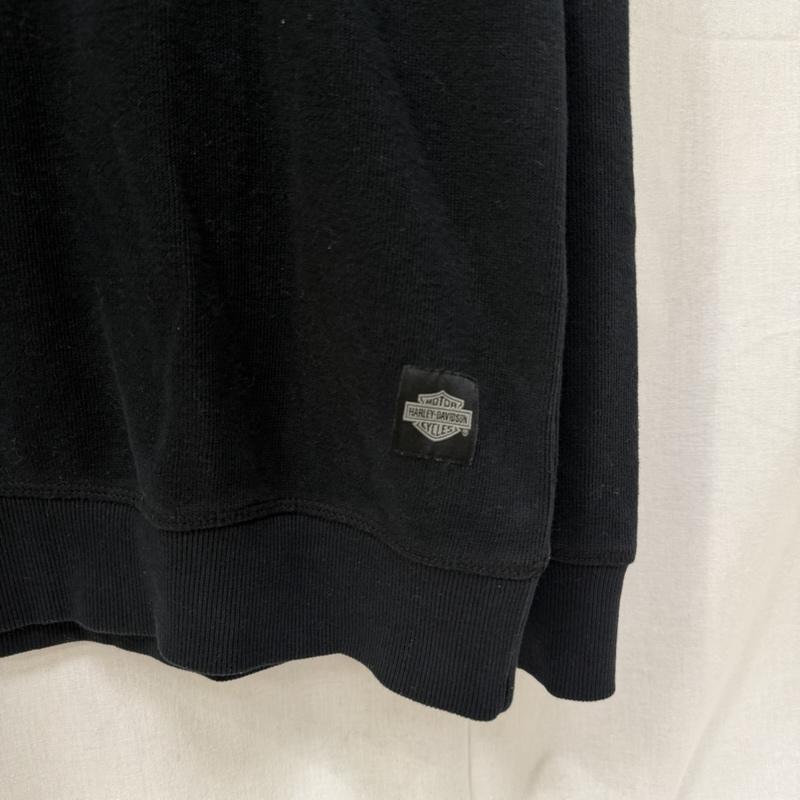 ハーレーダビッドソン Harley-Davidson トレーナー 長袖 ハーフジップスウェット ロゴ刺繍 black L L ロゴ、文字 黒 / ブラック / black X 灰 / グレー / gray メンズ USED 古着 中古 50162062
