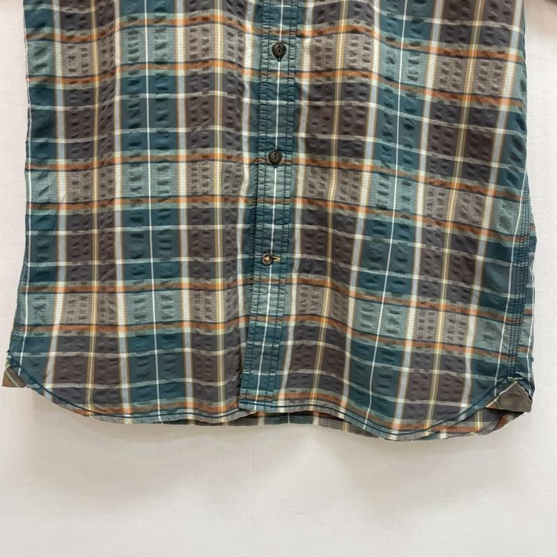 ザノースフェイス THE NORTH FACE シャツ、ブラウス 半袖 マドラス チェック 柄 胸 ポケット M チェック 緑 / グリーン / green X 茶 / ブラウン / brown X 橙 / オレンジ / orange メンズ USED 古着 中古 50162076
