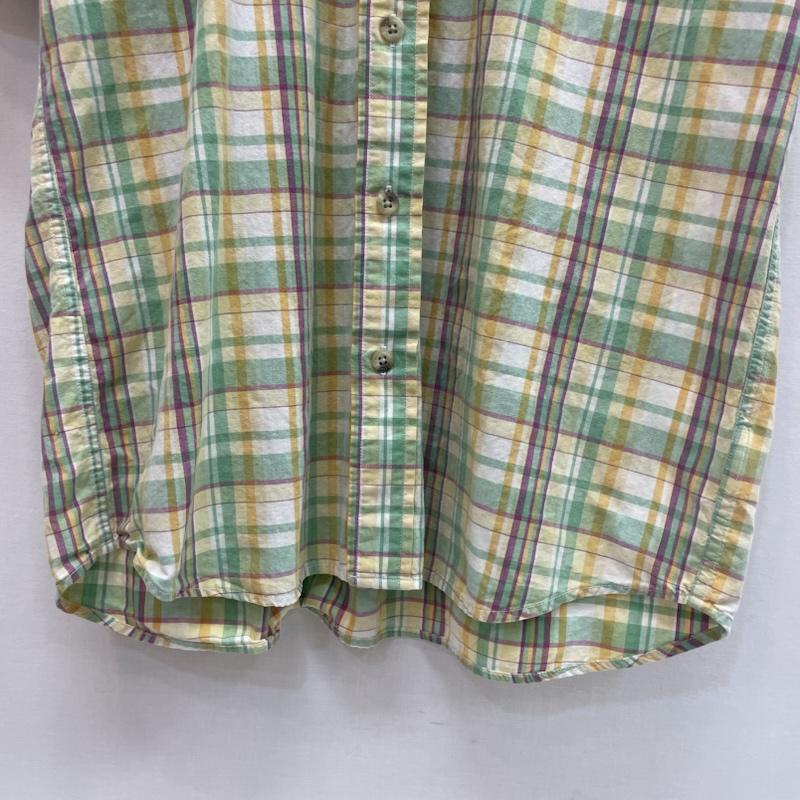 コロンビア Columbia シャツ、ブラウス 半袖 チェック 柄 半袖 シャツ 胸ポケット L チェック 緑 / グリーン / green X 黄 / イエロー / yellow X 白 / ホワイト / white X 紫 / パープル / purple メンズ USED 古着 中古 50162080