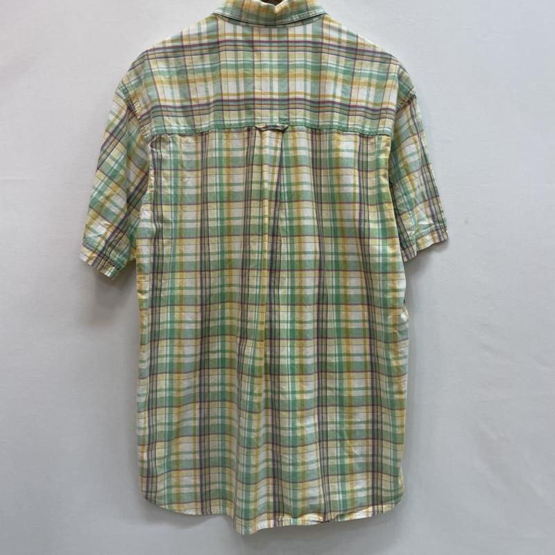 コロンビア Columbia シャツ、ブラウス 半袖 チェック 柄 半袖 シャツ 胸ポケット L チェック 緑 / グリーン / green X 黄 / イエロー / yellow X 白 / ホワイト / white X 紫 / パープル / purple メンズ USED 古着 中古 50162080
