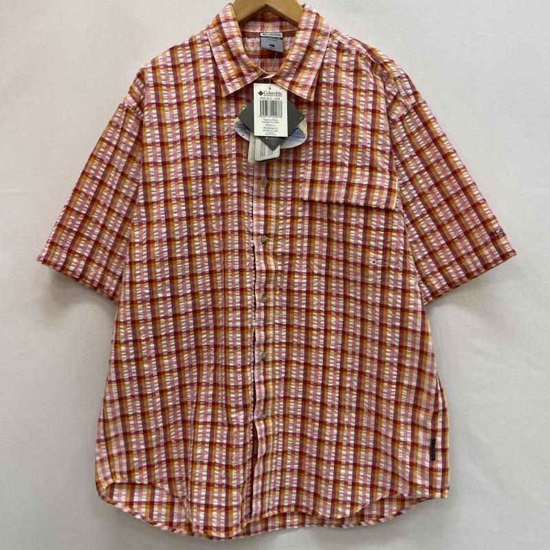 コロンビア Columbia シャツ、ブラウス 半袖 チェック 柄 半袖 シャツ 胸ポケット タグ付き L チェック 赤 / レッド / red X 橙 / オレンジ / orange X 桃 / ピンク / pink X 白 / ホワイト / white メンズ USED 古着 中古 50162081