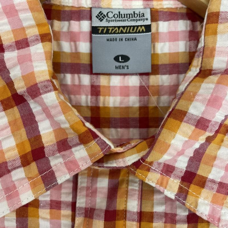 コロンビア Columbia シャツ、ブラウス 半袖 チェック 柄 半袖 シャツ 胸ポケット タグ付き L チェック 赤 / レッド / red X 橙 / オレンジ / orange X 桃 / ピンク / pink X 白 / ホワイト / white メンズ USED 古着 中古 50162081