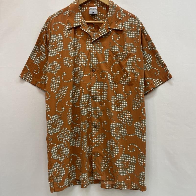 コロンビア Columbia シャツ、ブラウス 半袖 ボタニカル 柄 半袖 アロハ シャツ XL 総柄 茶 / ブラウン / brown メンズ USED 古着 中古 50162082