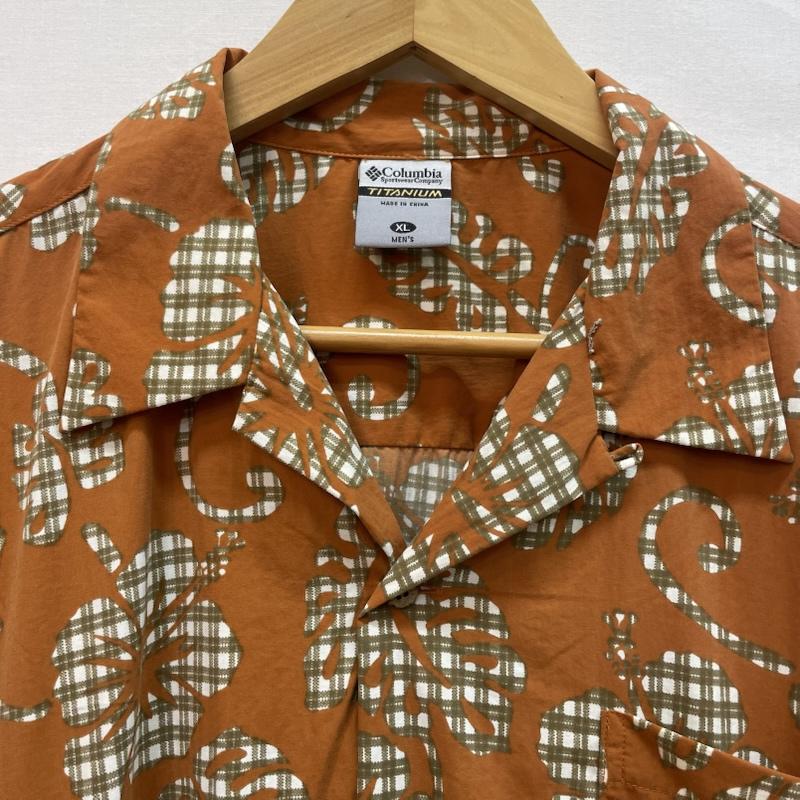 コロンビア Columbia シャツ、ブラウス 半袖 ボタニカル 柄 半袖 アロハ シャツ XL 総柄 茶 / ブラウン / brown メンズ USED 古着 中古 50162082
